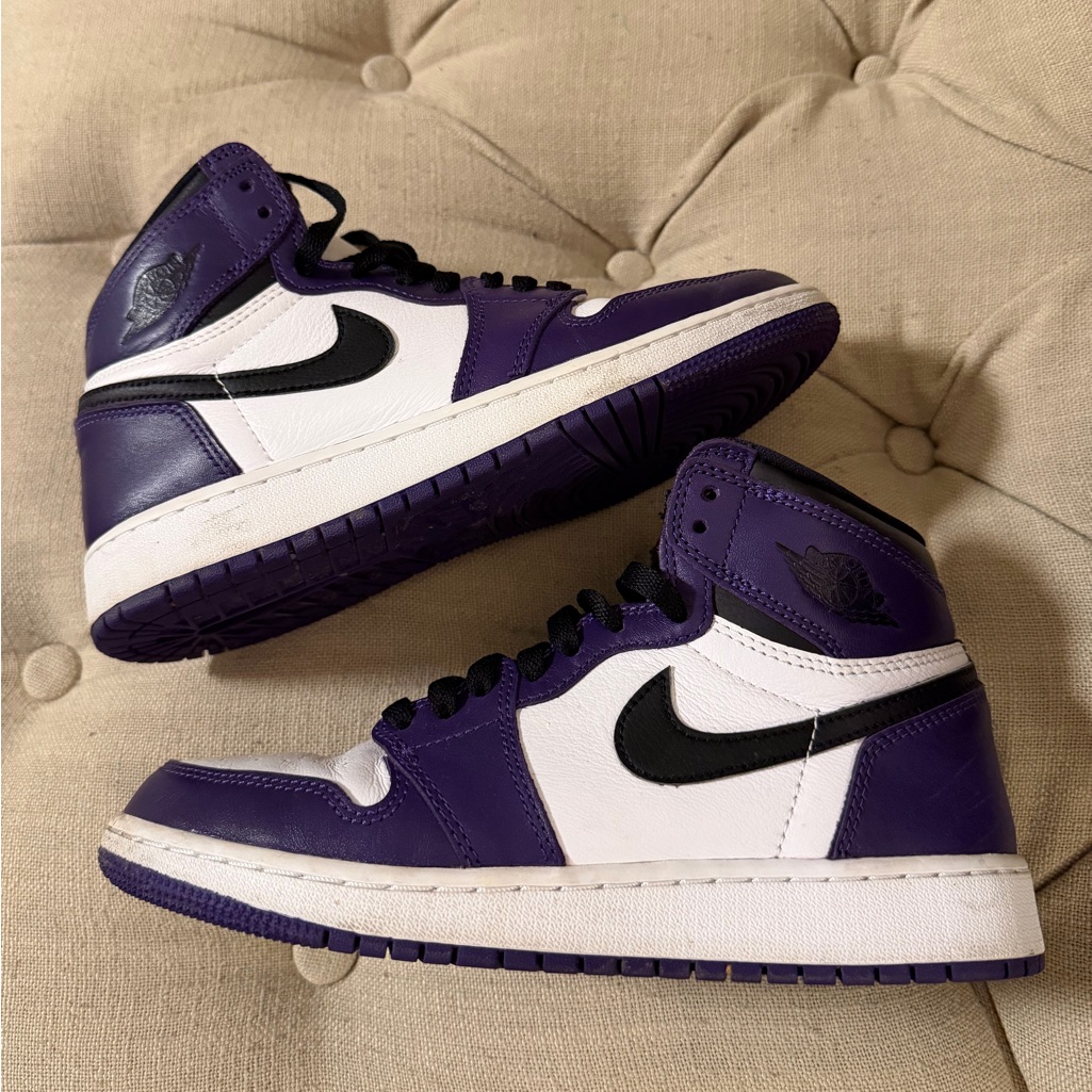 Purple And White High-Top Sneakers